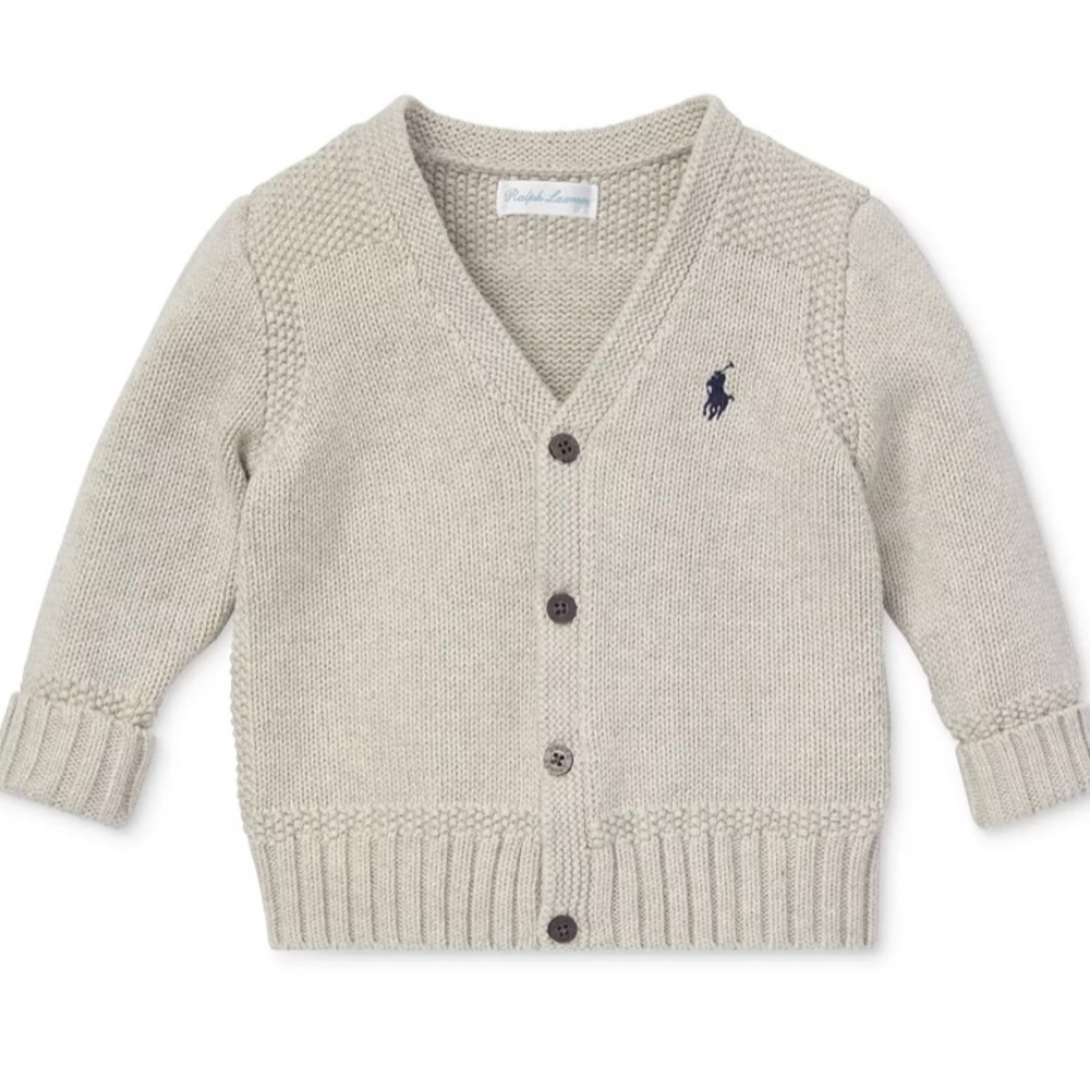 Ralph Lauren Baby Boys Combed Cotton V-Neck Cardigan